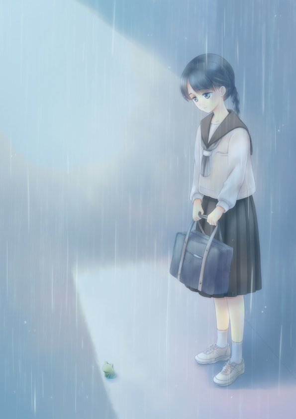 「雨やどり」オリジナルイラスト